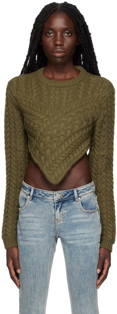 Пуловер Miaou Miaou Vela Cropped Cable Knit Sweater Зелено | 7060CKOLV, 0