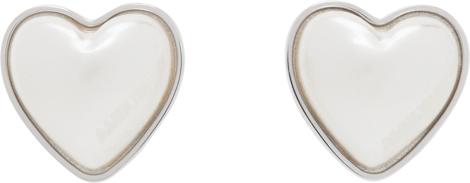 Обеци Ambush AMBUSH Faux Pearl Heart Stud Earrings Бяло | 12115240, 0