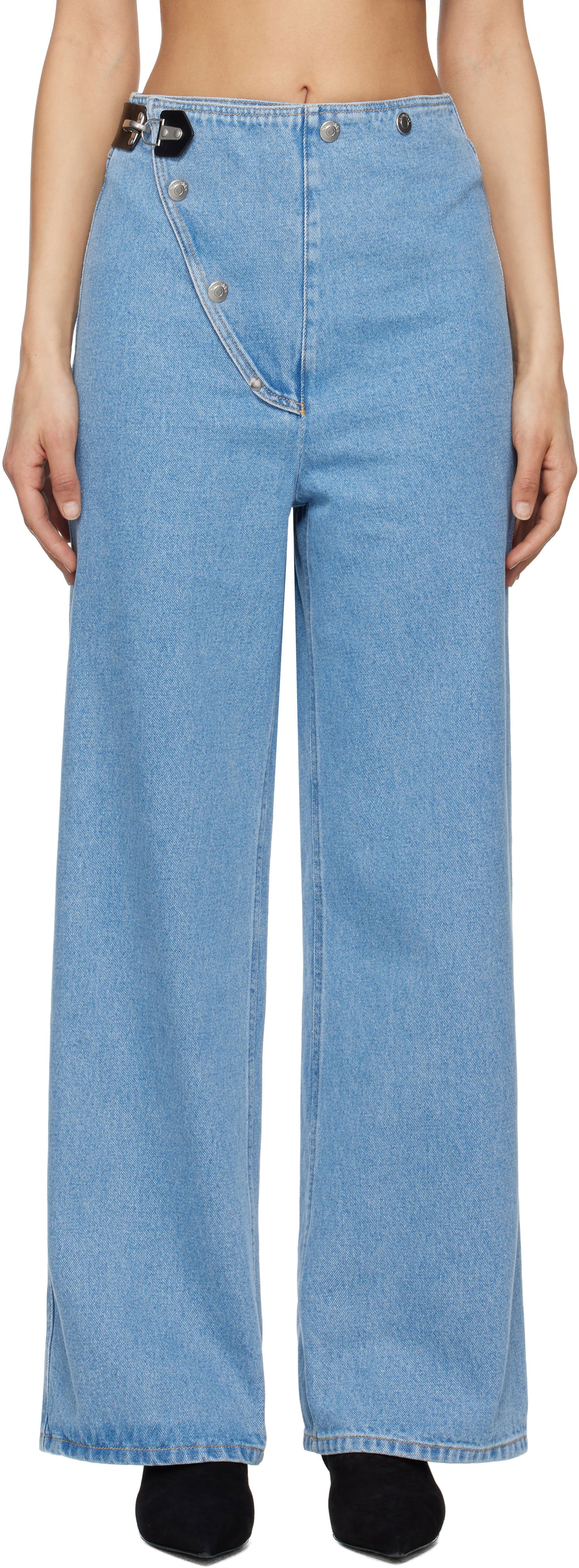 Дънки Nanushka Nanushka Makena Wide Leg Jeans Синьо | NW25RSPA09353, 0