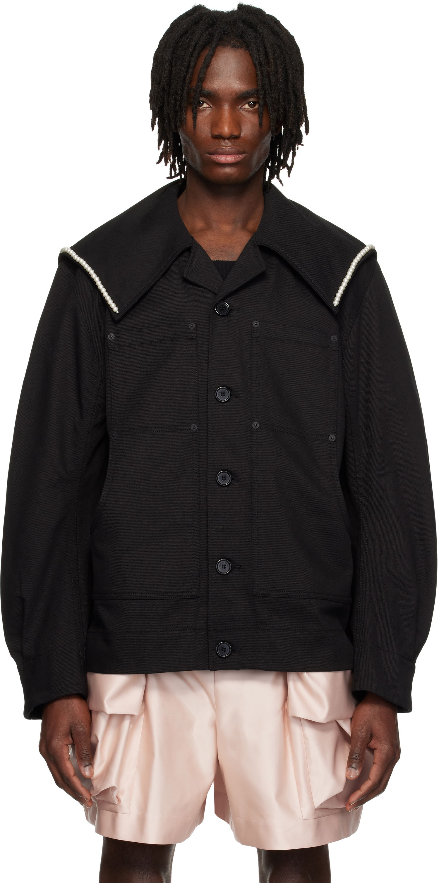 Яке Simone Rocha Simone Rocha Beaded Sailor Collar Workwear Jacket Черно | 6120B 1074, 0