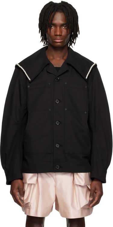 Яке Simone Rocha Simone Rocha Beaded Sailor Collar Workwear Jacket Черно | 6120B 1074, 0