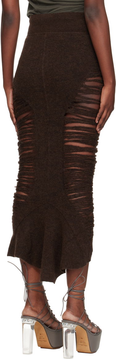 Пола Rick Owens Rick Owens Calf Dauphine Midi Skirt Кафяво | RP02E4685 KGRIDP, 2