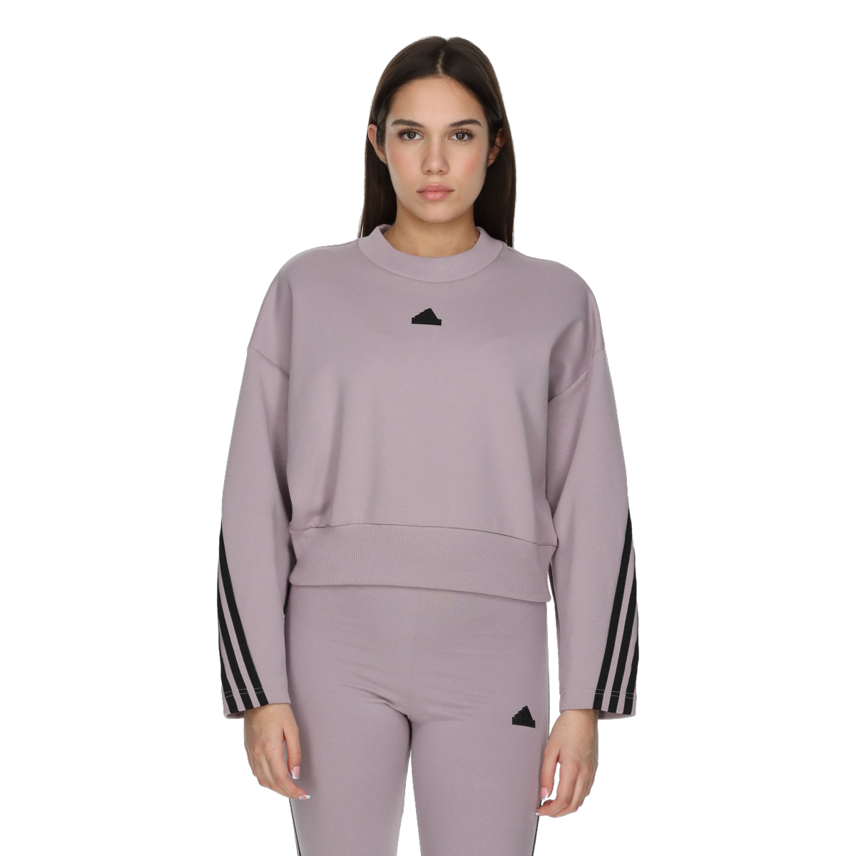 Комплект adidas Originals Future Icons Cropped Sweatshirt and Leggings with 3-Stripes Лилаво | IS3880, 0