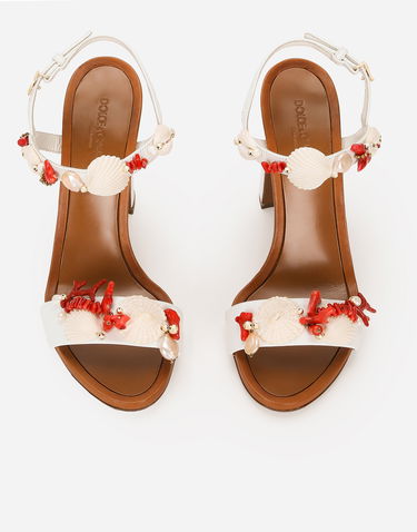 Кецове и обувки Dolce & Gabbana Nappa Leather Sandals With Coral Embroidery Бяло | CR1747AW1168V135, 3