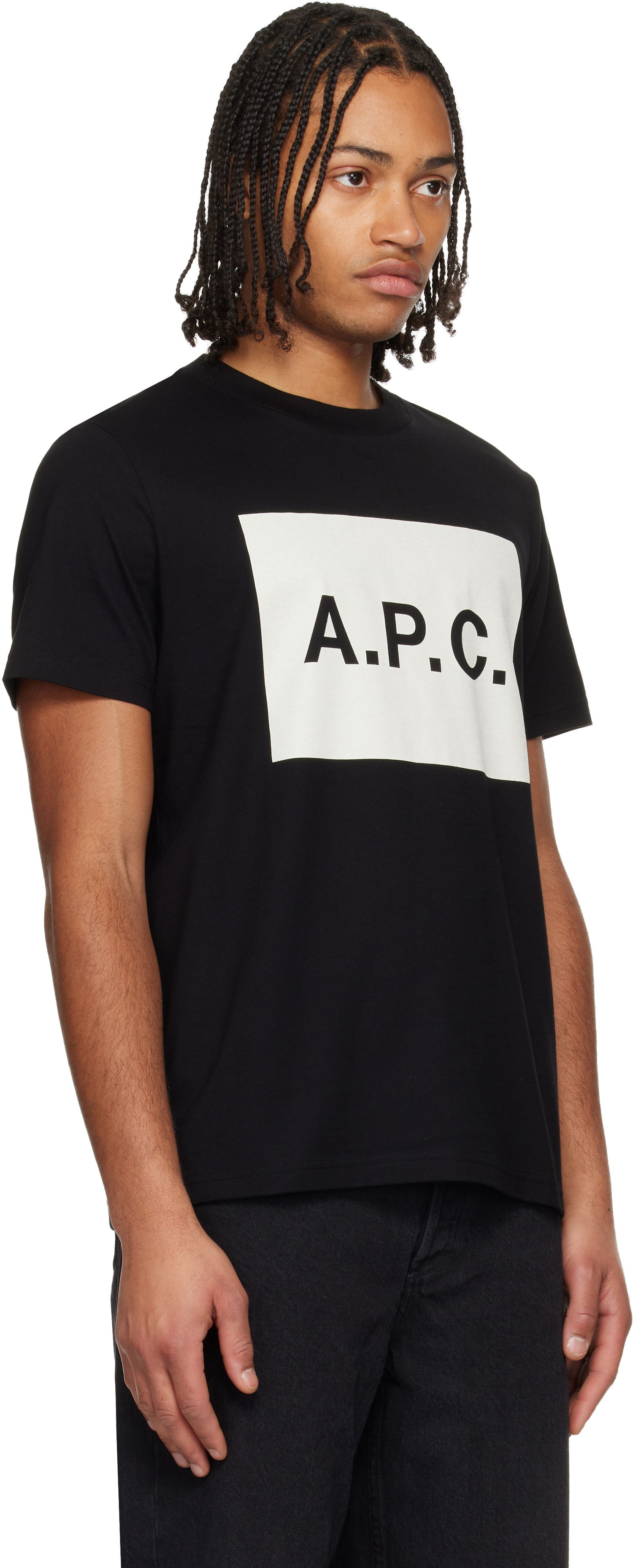 Тениска A.P.C. Block Logo Cotton T-shirt Черно | COHBO-H26530, 1