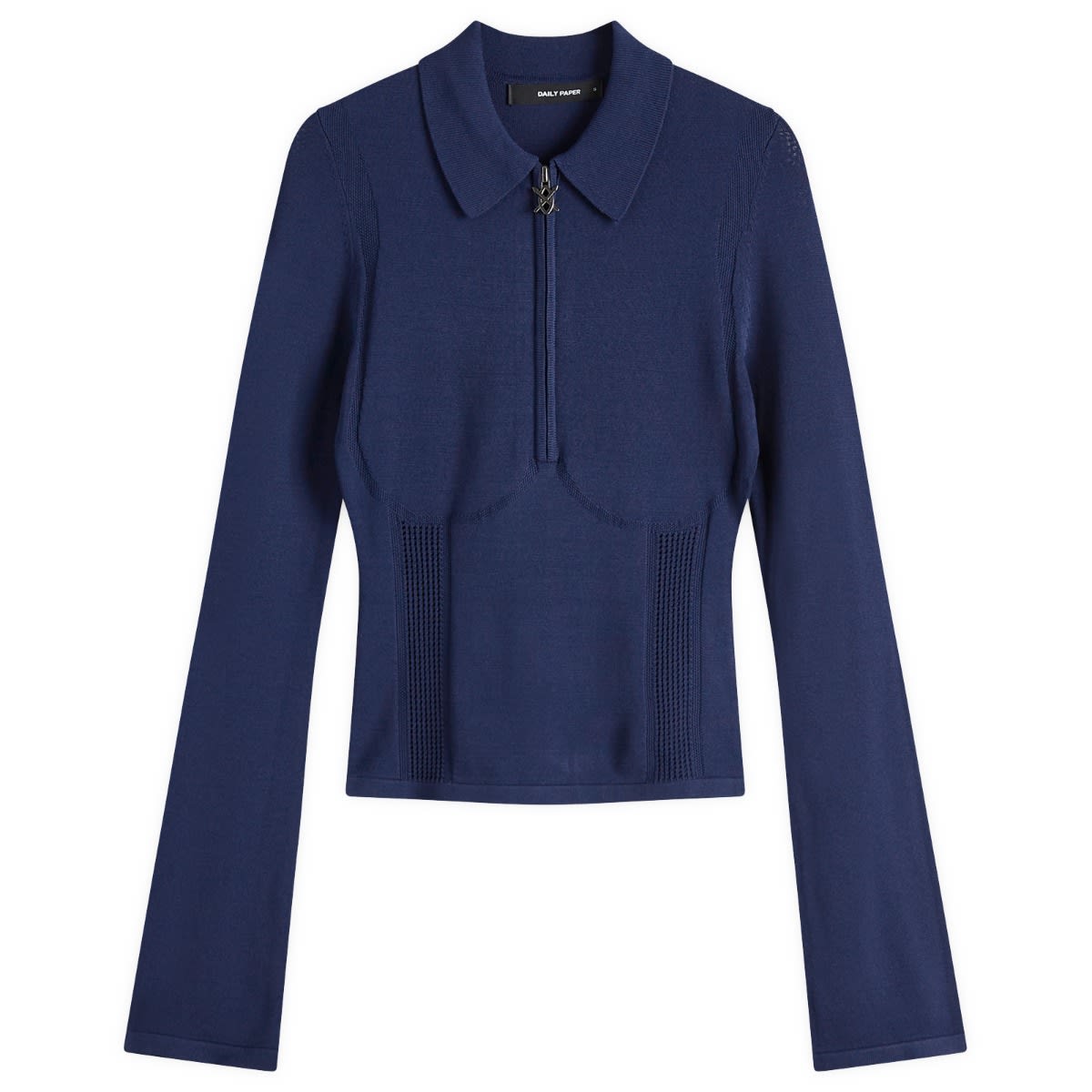Пуловер DAILY PAPER Daily Paper Women's Knit Zip Polo Тъмно синьо | 2511087, 0