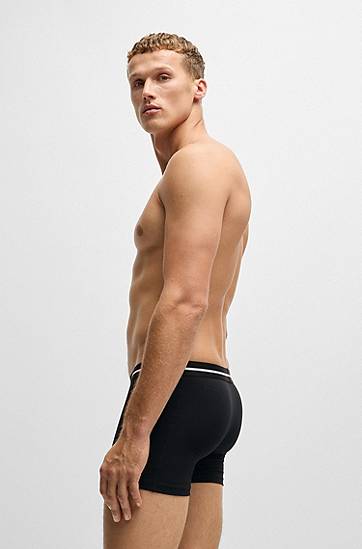 Боксерки BOSS Three-pack Stretch-Cotton Boxer Briefs with Logos Черно | 50510698, 1