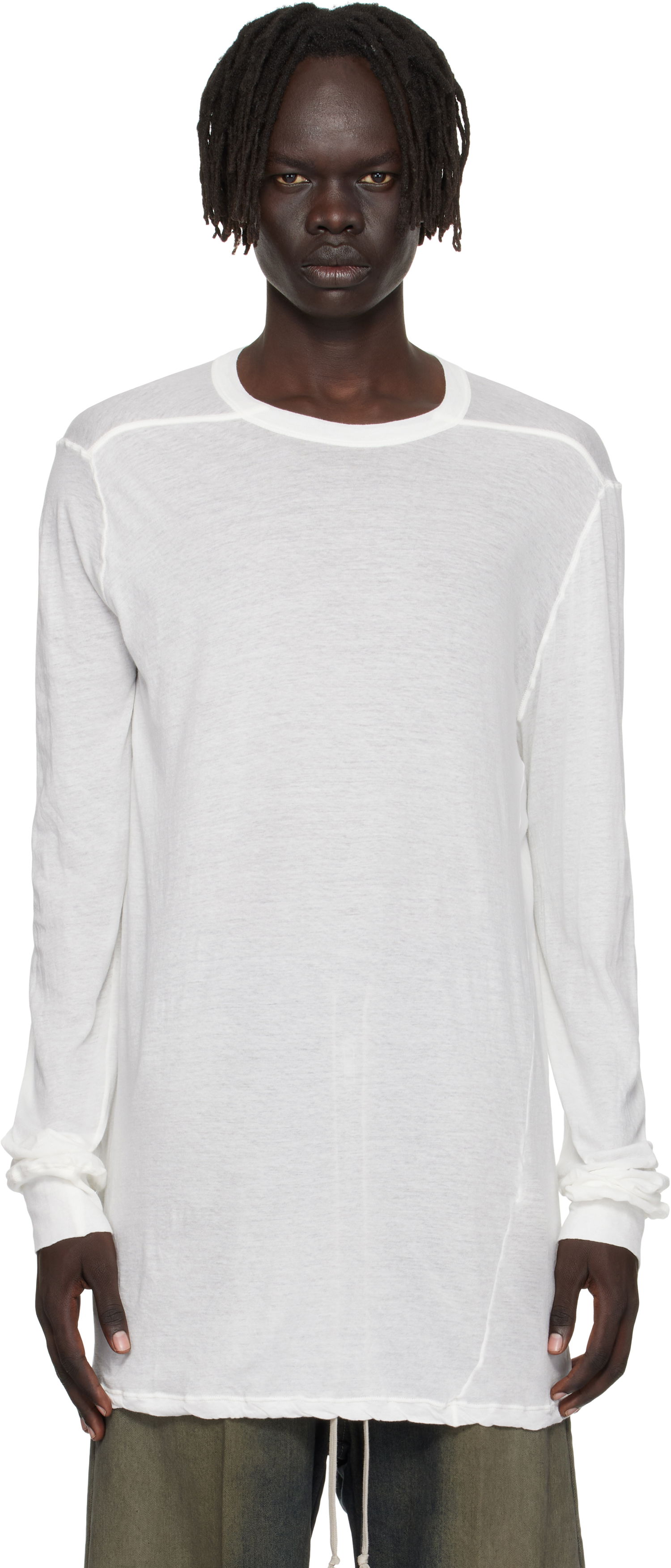 Тениска Rick Owens Rick Owens Concordians Level Long Sleeve T-Shirt Бяло | RU02E1266 UC, 0