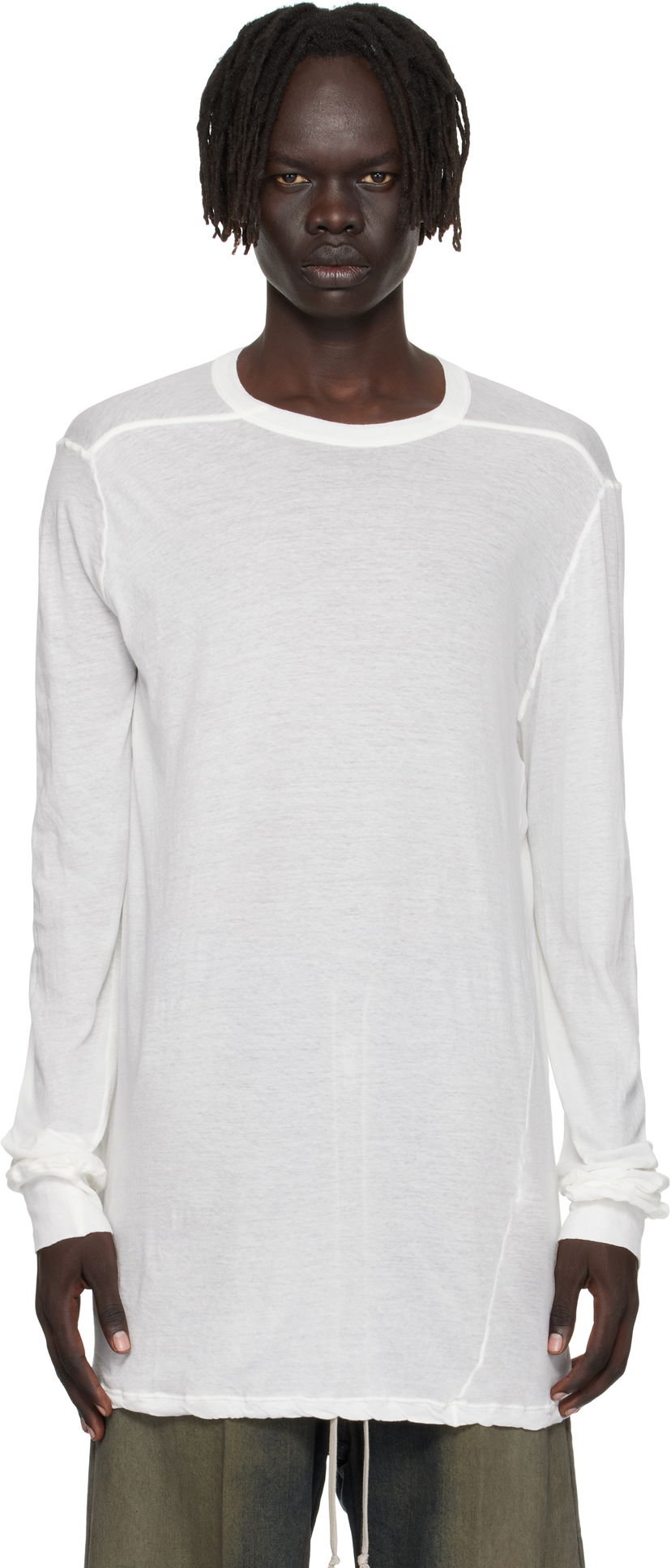 Тениска Rick Owens Rick Owens Concordians Level Long Sleeve T-Shirt Бяло | RU02E1266 UC