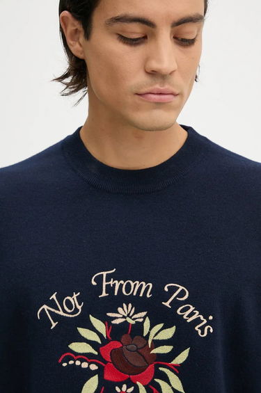 Пуловер Drôle de Monsieur Embroidered Floral Graphic Sweatshirt Тъмно синьо | E.PO162.WO007.NY, 4