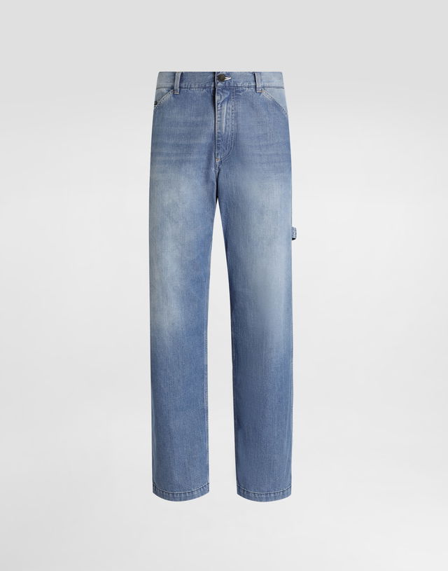 Straight Fit Denim Jeans with Hammer Loop