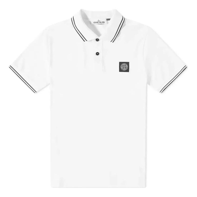 Поло тениска Stone Island Stone Island Patch Tipped Polo Бяло | 101522S18-V1001