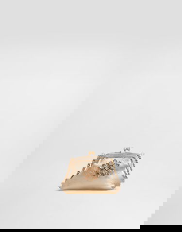 Дамска чанта Dolce & Gabbana Laminated Calfskin Crystal Embellished Clutch Bag Металик | EB0007AY81280997, 0