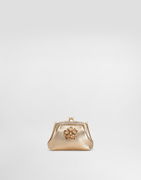 Laminated Calfskin Crystal Embellished Clutch Bag