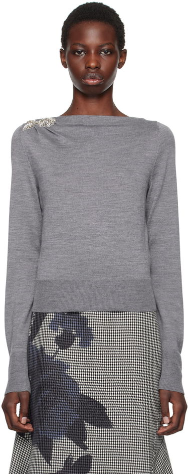 Пуловер Erdem Drape Detail Knit Sweater Сиво | PF24_F1KT3_GYEKW, 0