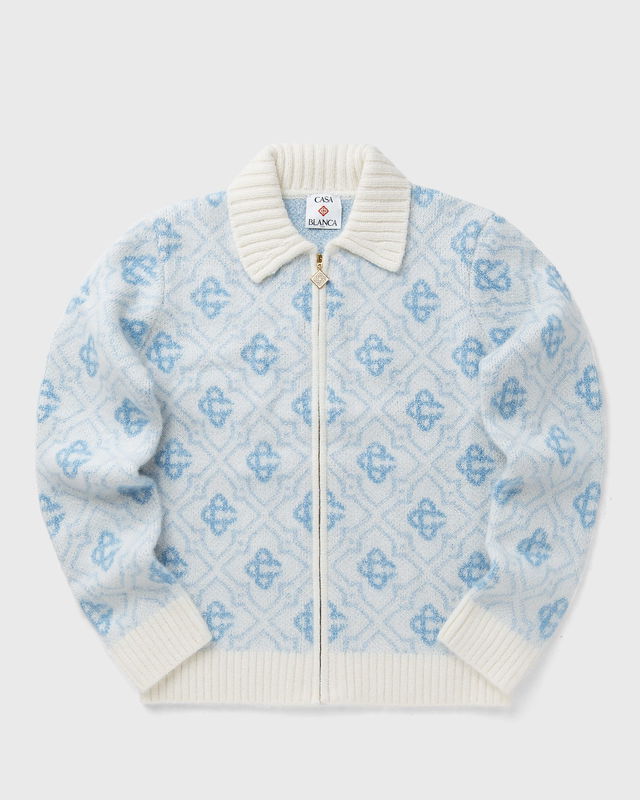 Monogram Zip-Up Knit Sweater
