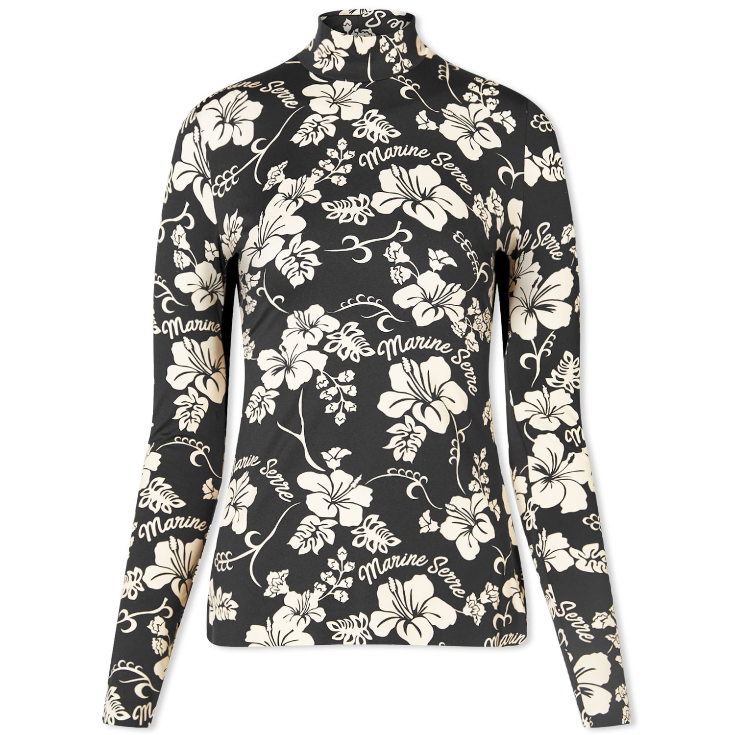 Тениска Marine Serre Recycled Jersey Second Skin Floral Print Top Черно | WTS005-BK99, 0