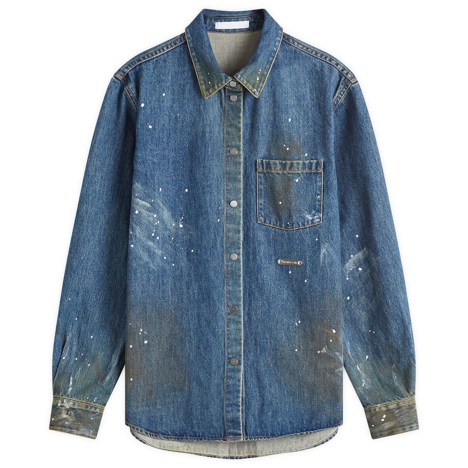 Риза Helmut Lang Paint Splattered Denim Shirt Синьо | O05DW102-21W, 1