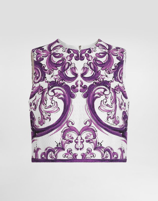 Dolce & Gabbana Majolica Print Crop Top