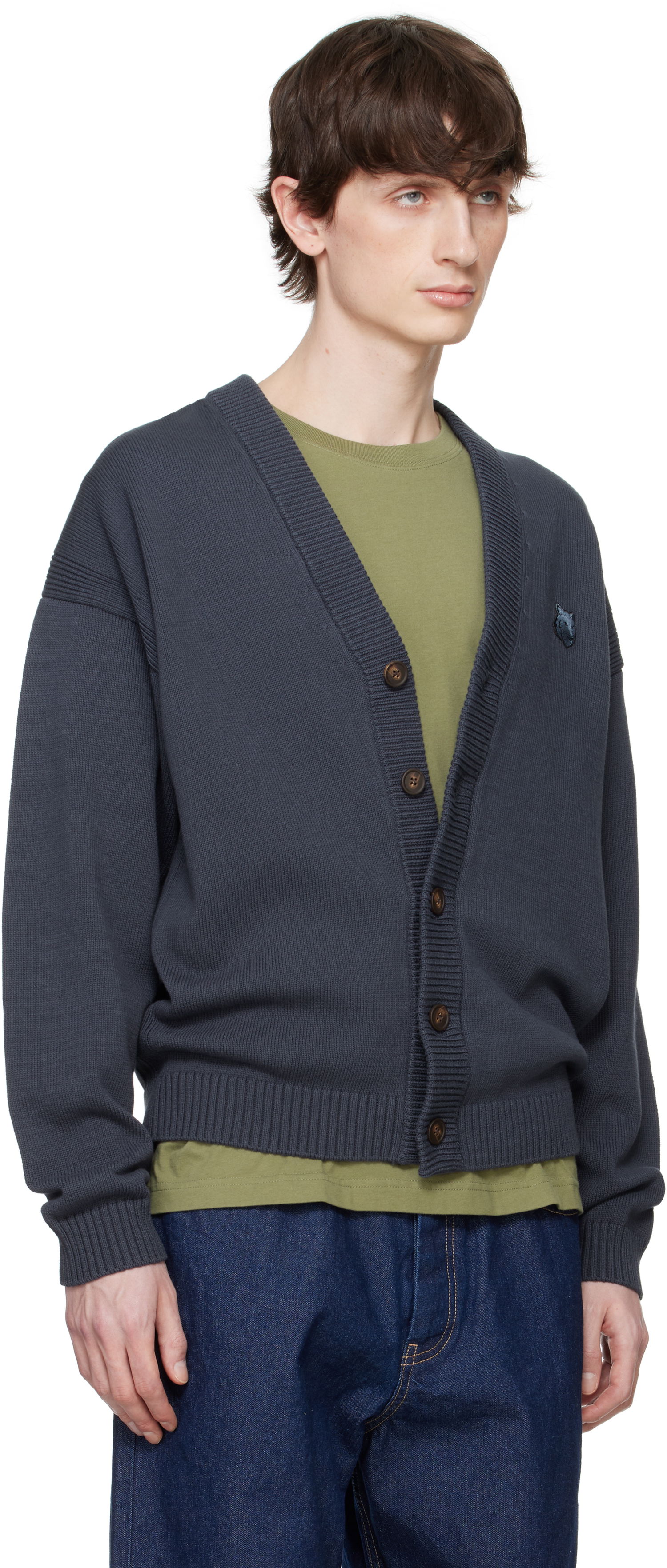Пуловер MAISON KITSUNÉ Maison Kitsuné Bold Fox Head Patch Comfort Cardigan Сиво | OM00502KT1099, 1