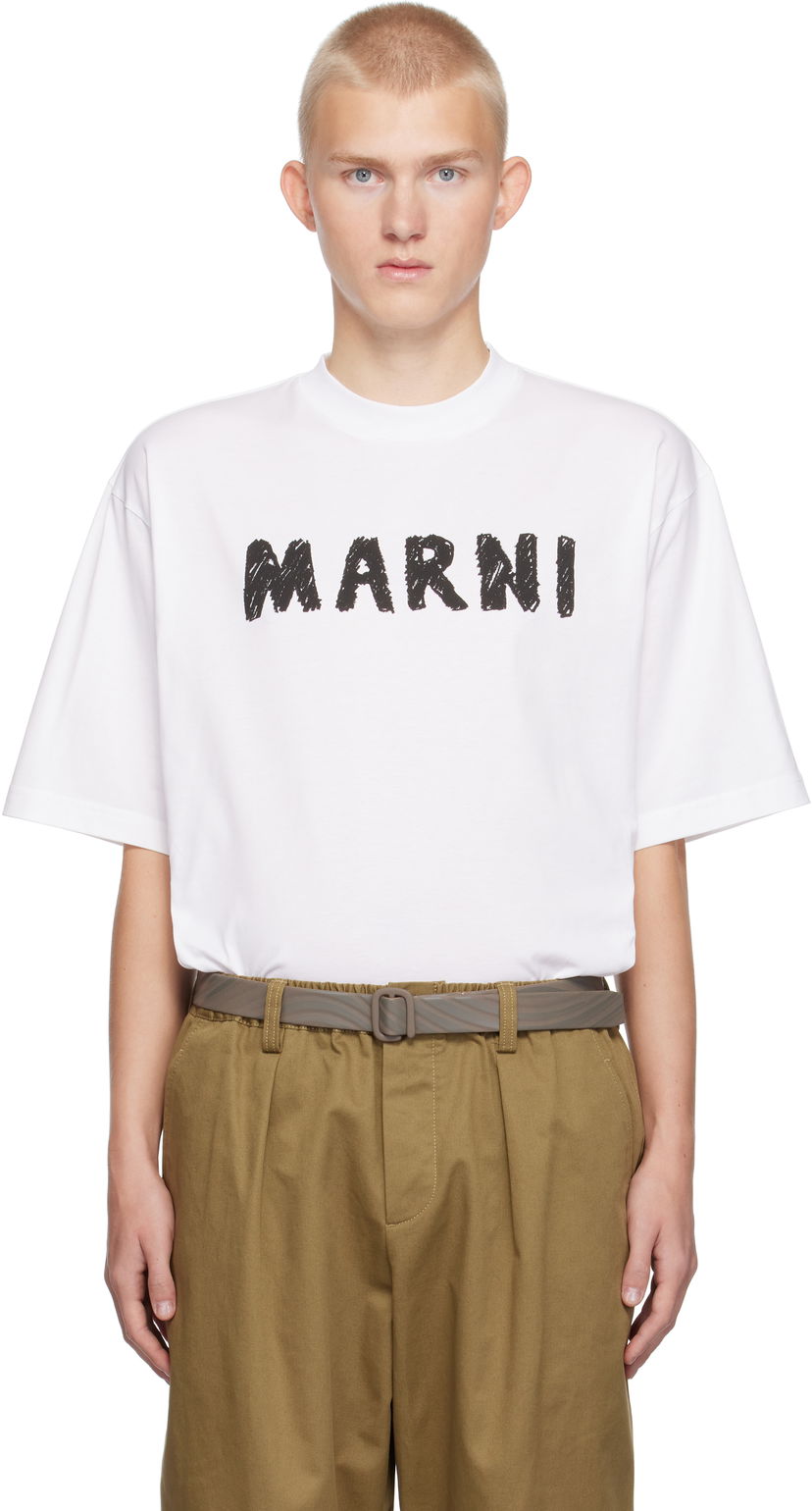 Тениска Marni Logo T-shirt Бяло | HUMU0223EP USCX24