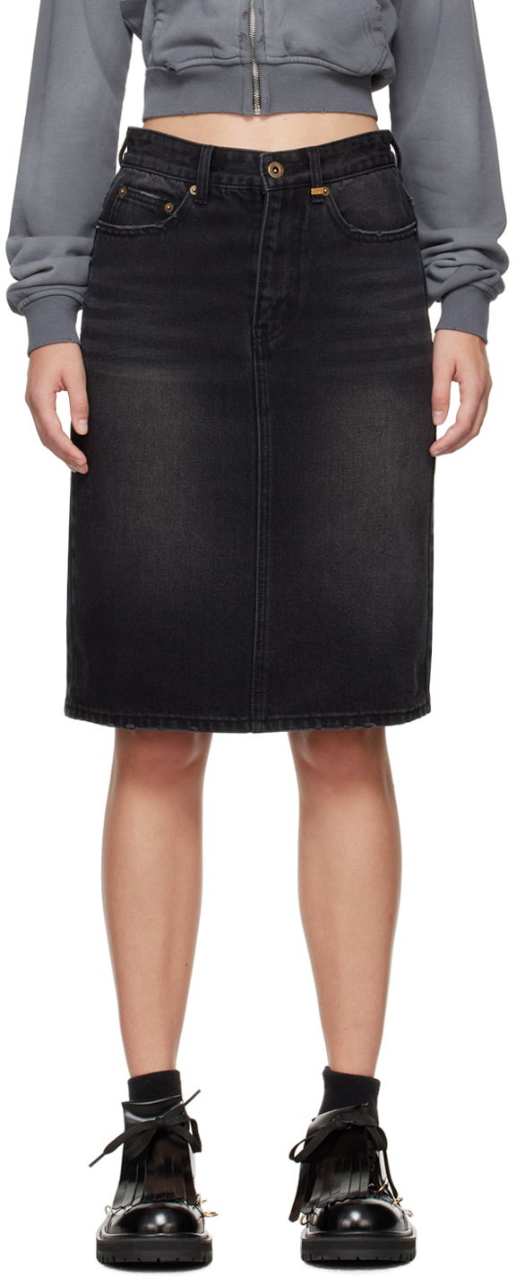 Пола We11done We11done Washed Denim Midi Skirt Черно | WD-DS2-24-372-W-BK, 0