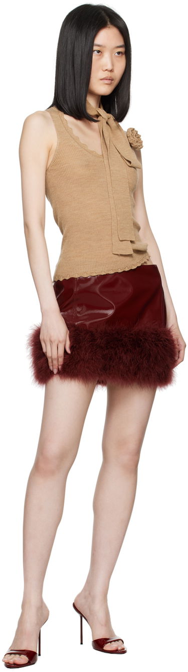 Пола Blumarine Blumarine Feather Faux-Leather Miniskirt Червено | A422G183A, 3