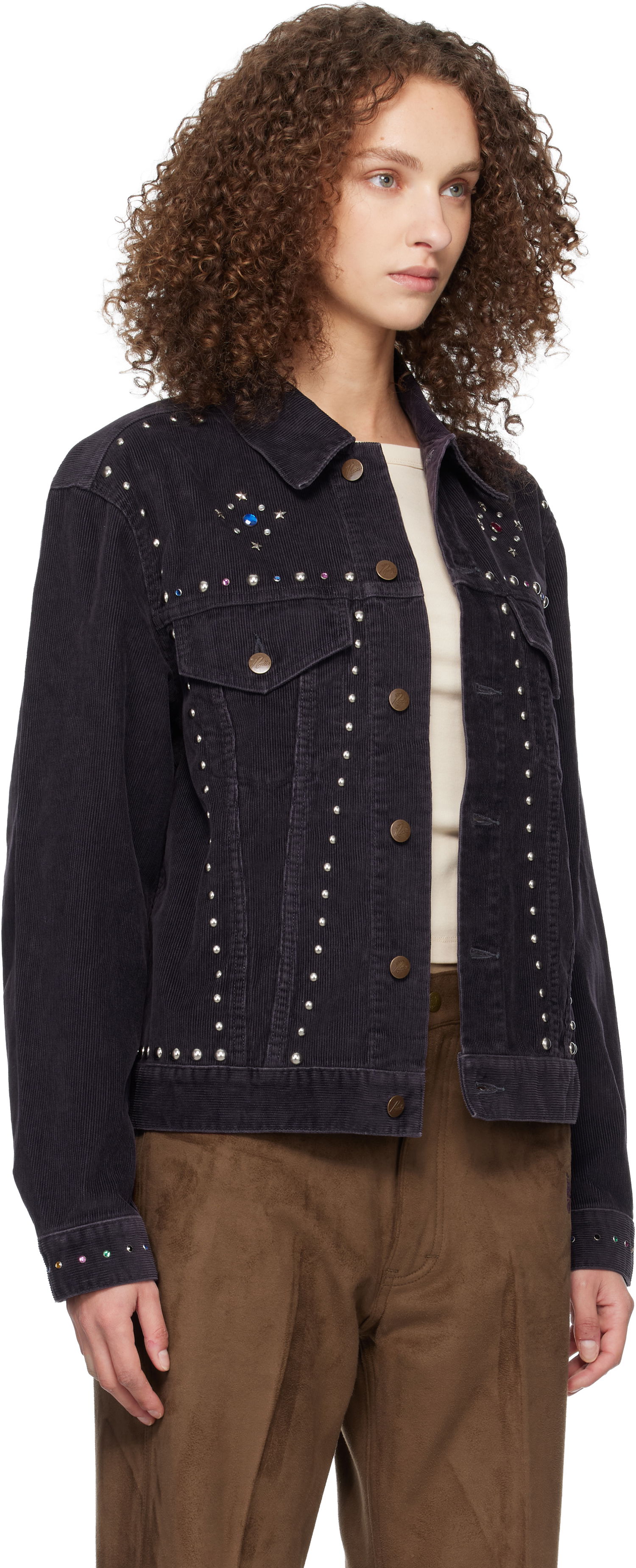 Яке Needles Studded Corduroy Trucker Jacket Тъмно синьо | RW167, 1