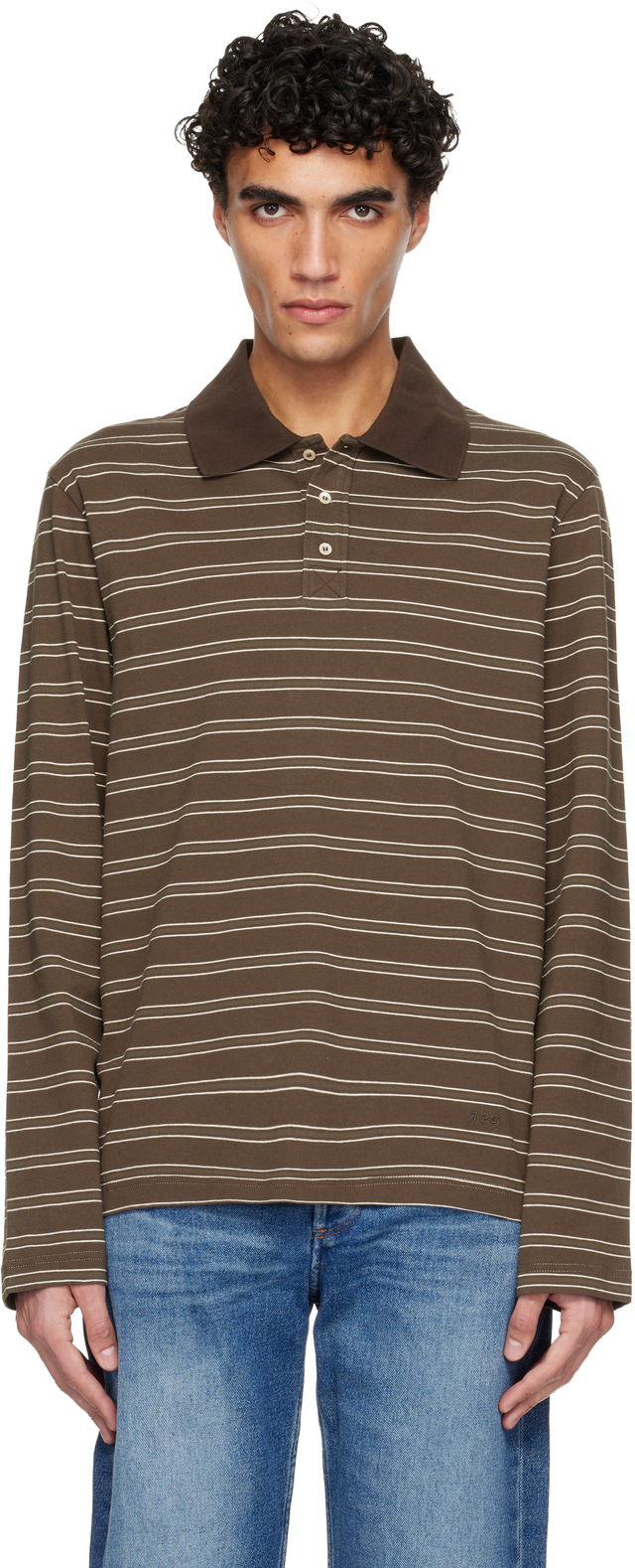 A.P.C. Long-Sleeve Striped Polo