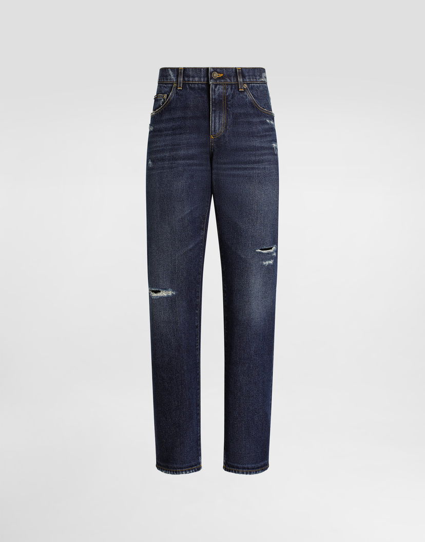 Дънки Dolce & Gabbana Dolce & Gabbana Loose Fit Distressed Denim Jeans Синьо | GYJDADG8NK6S9001