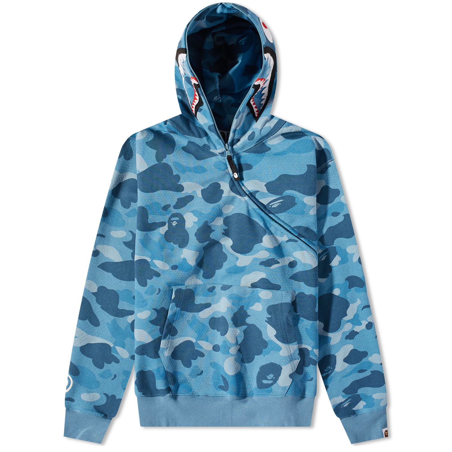 Суитчър BAPE Honeycomb Camo Shark Full Zip Hoody Blue Синьо | 001ZPJ301009M-BLU, 0