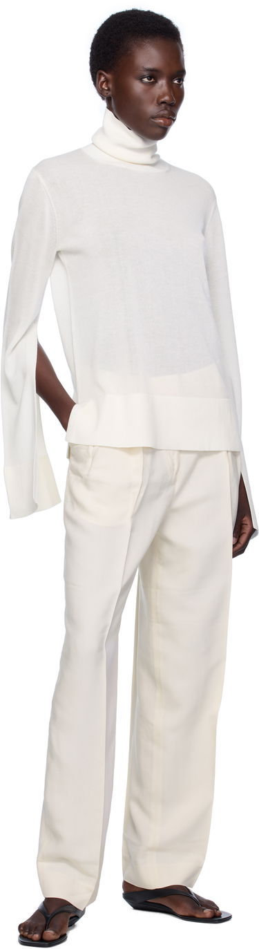 Пуловер TOTEME TOTEME Slit Sleeve Turtleneck Бяло | 253-WRT0535-YA0079, 3