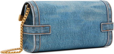 Чанта през рамо Balmain Denim Crossbody Pouch Bag Синьо | EN1LE596TDEN, 2