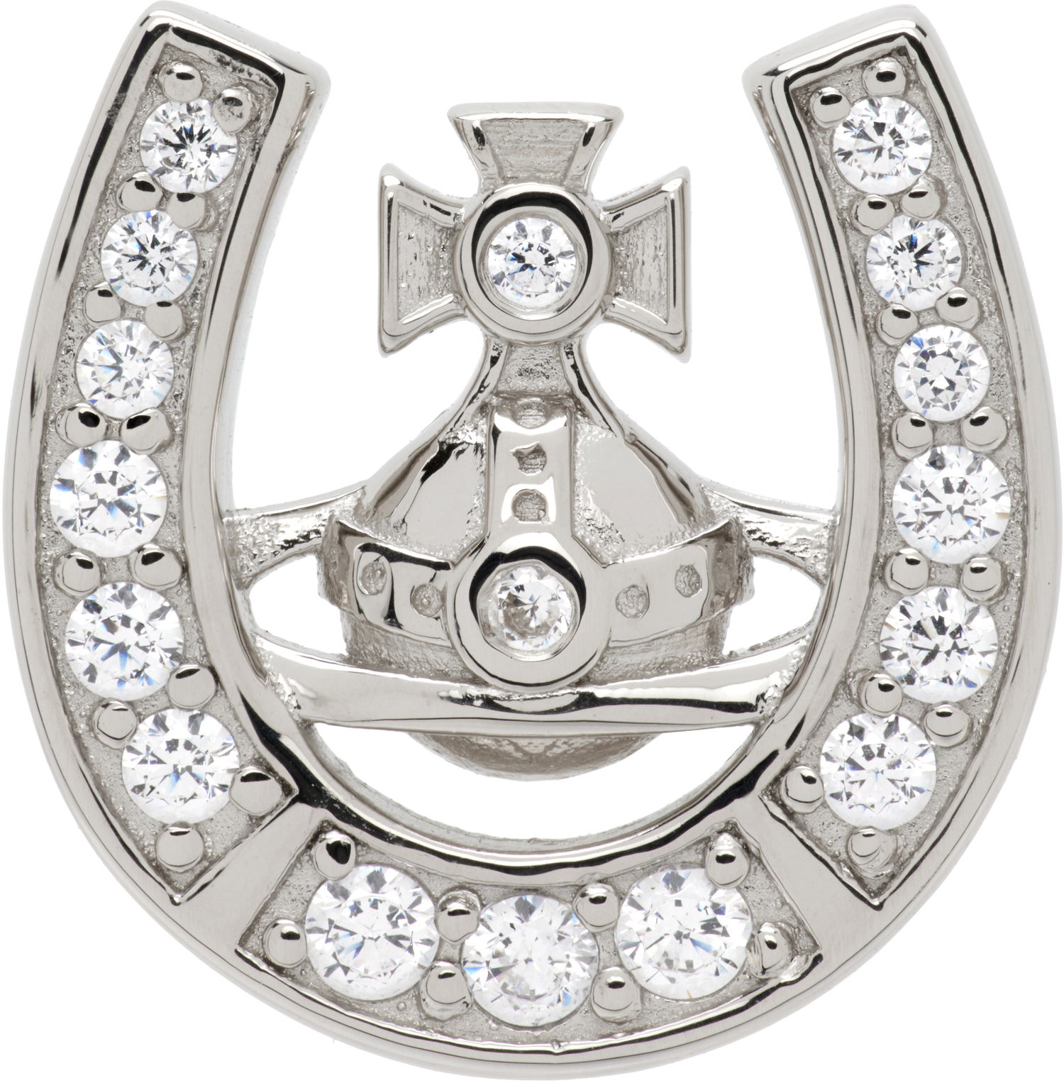 Обеци Vivienne Westwood Horace Crystal-Embellished Horseshoe Orb Single Stud Earring Металик | 6201037S-01P102-, 0