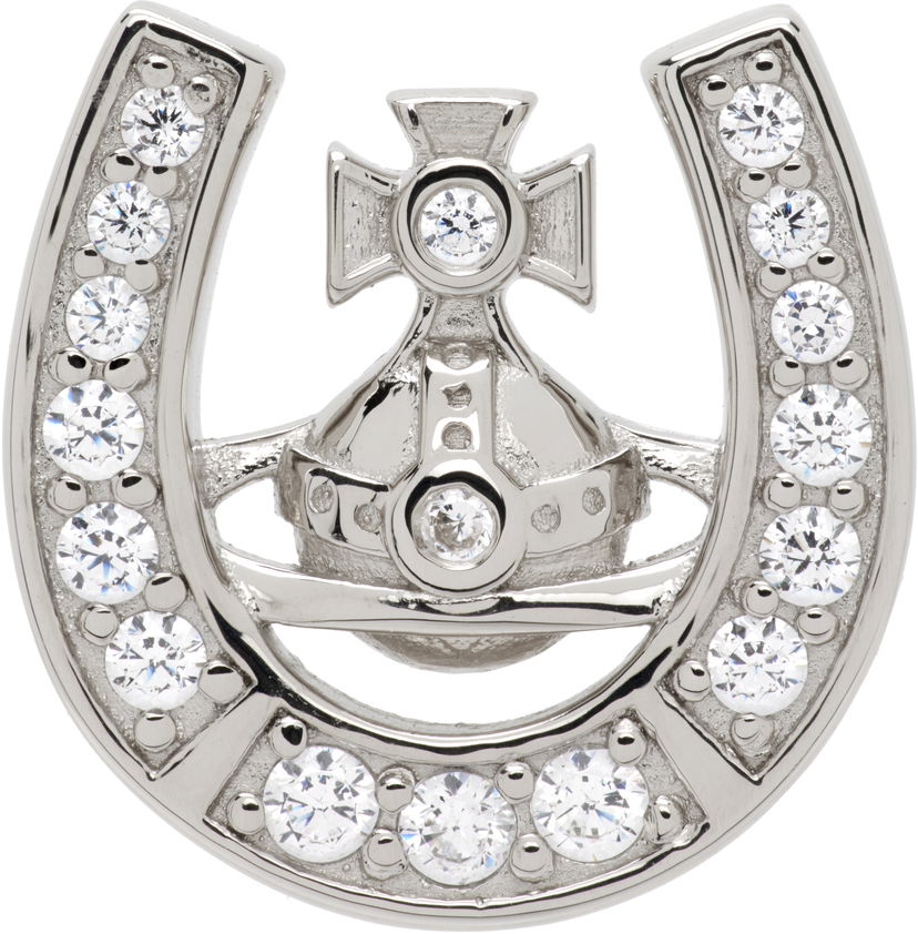 Обеци Vivienne Westwood Horace Crystal-Embellished Horseshoe Orb Single Stud Earring Металик | 6201037S-01P102-