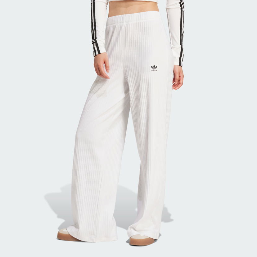 Панталони adidas Performance Wide Leg Ribbed Pants Бяло | JD1497