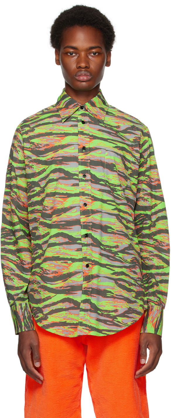 Риза ERL Abstract Print Long Sleeve Shirt Зелено | ERL06B005