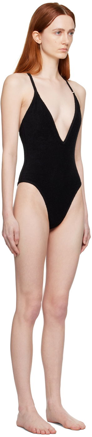 Бански The Attico Attico V-Neck One-Piece Swimsuit Черно | 233WBB71 C066, 1