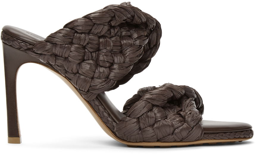 Кецове и обувки Bottega Veneta Bottega Veneta 'The Curve' Raffia Heeled Sandals Кафяво | 651398 V0GM0, 0