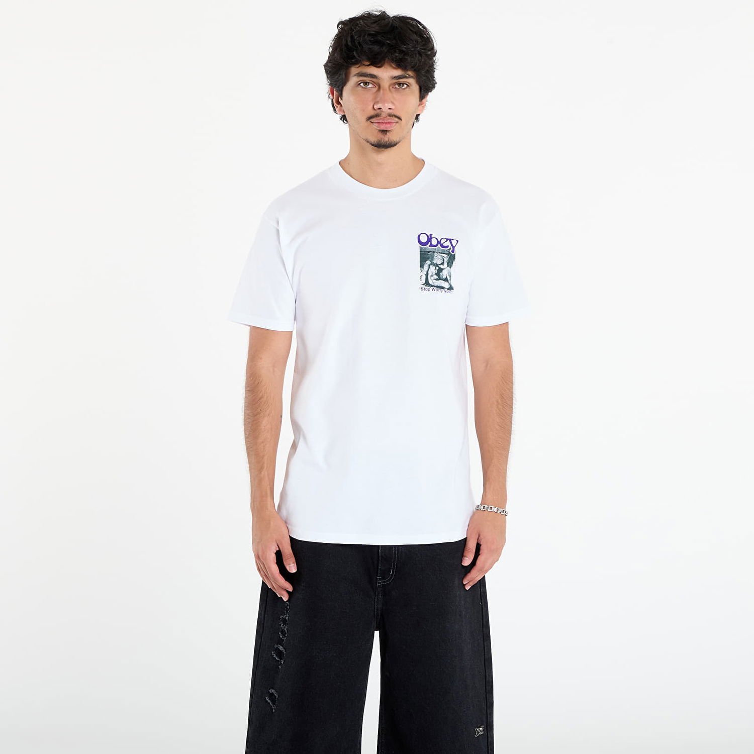 Тениска OBEY OBEY Stop Worry Now T-Shirt Бяло | 165264127-WHT, 0