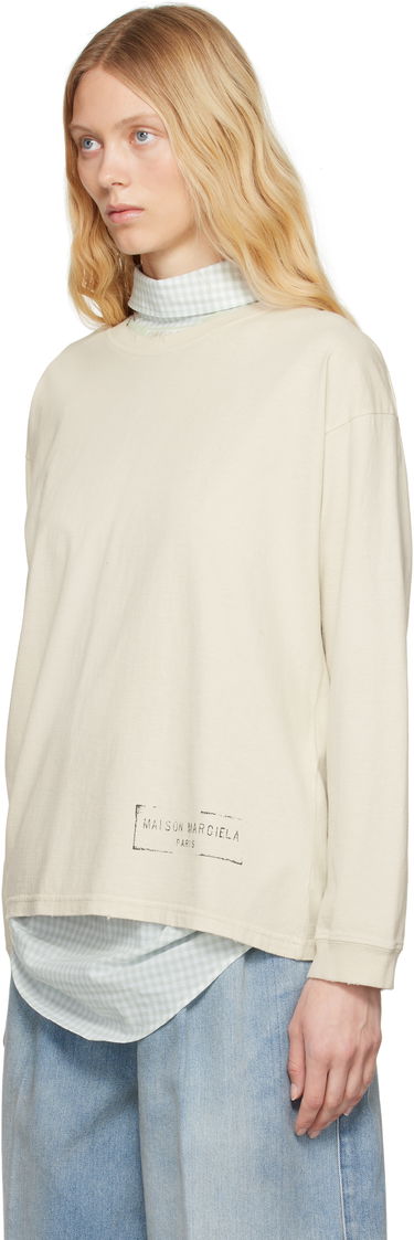 Пуловер Maison Margiela Maison Margiela Printed Logo Long Sleeve T-Shirt Бежово | S51GC0535 S24567, 3