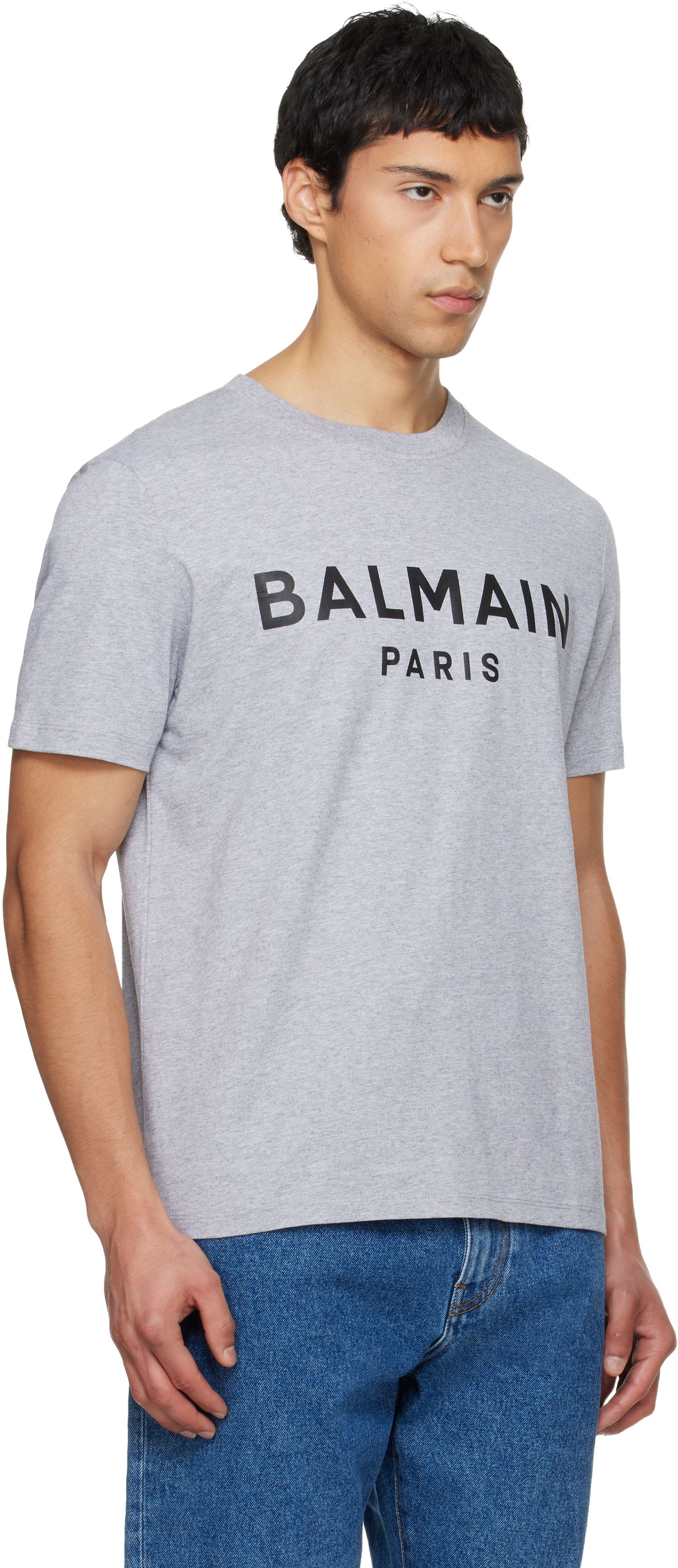 Тениска Balmain Printed Cotton T-shirt Сиво | GH1EG000BD46, 1