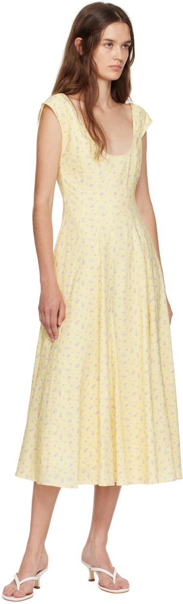 Pокля GUIZIO Guizio Leila Floral Midi Dress Жълто | P25404W085, 3