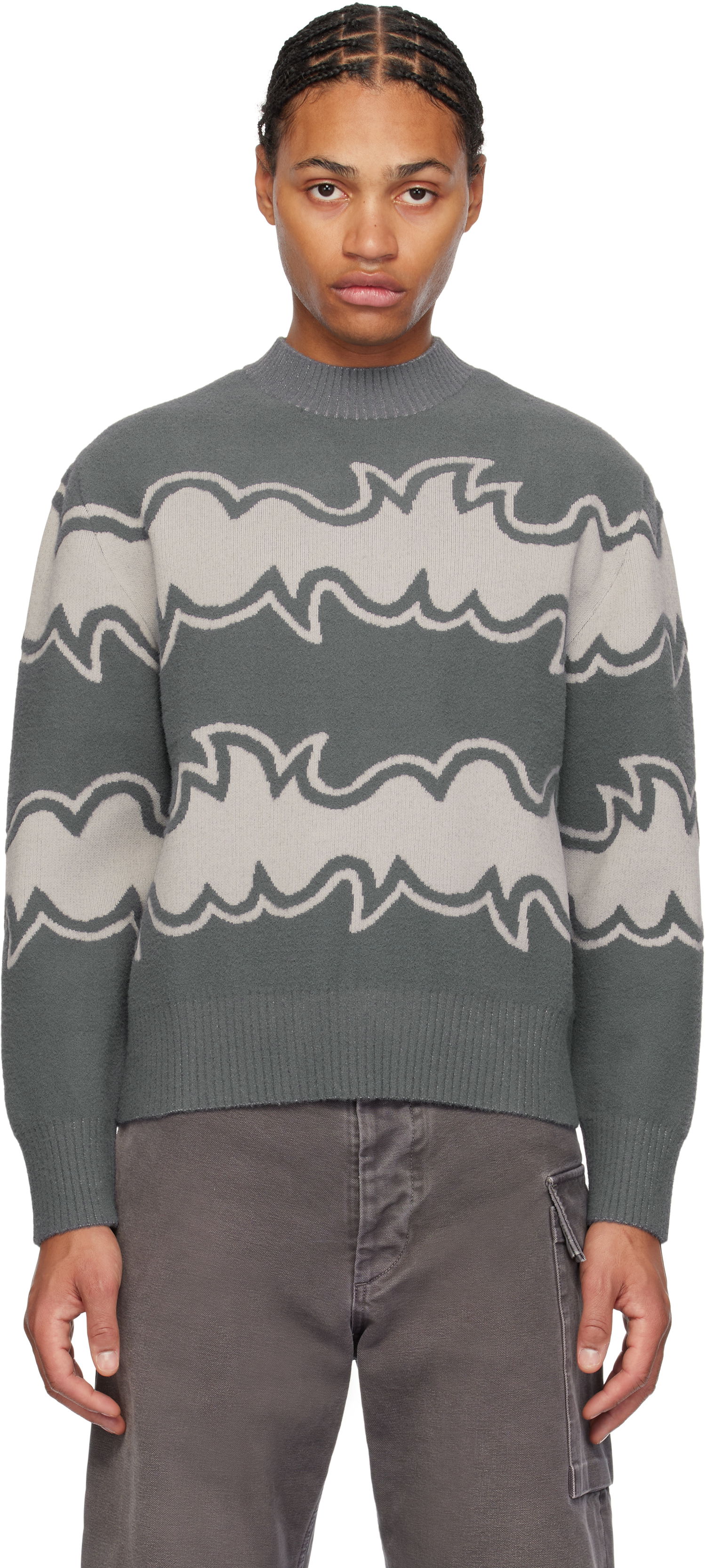 Пуловер Bluemarble Jacquard Knit Sweater Сиво | SW36 KN18B24 GRE, 0