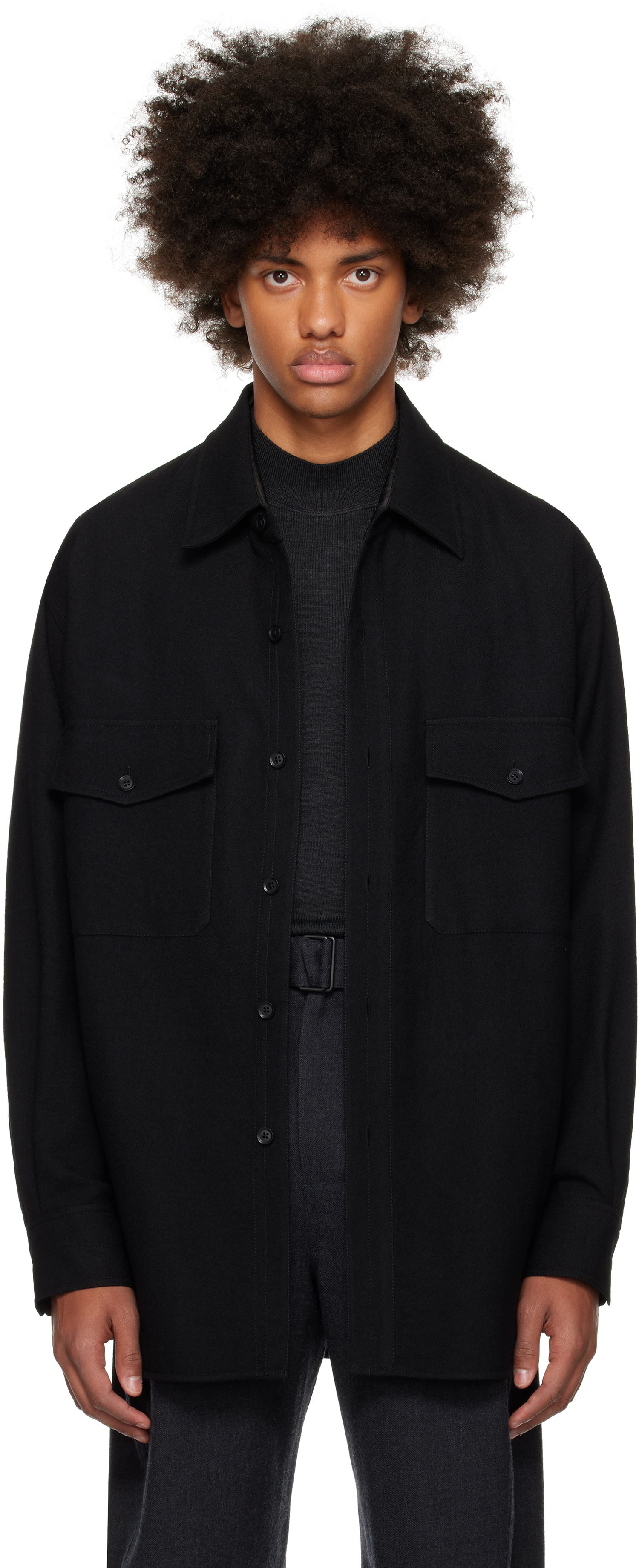 Риза LEMAIRE Lemaire Two Pockets Overshirt Черно | OV1001 LF608, 0