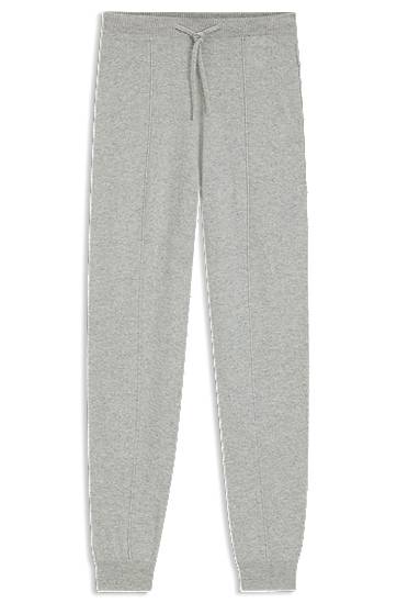Спортни панталони BOSS Cashmere Drawstring Tracksuit Bottoms with Cuffed Hems and Front Seams Сиво | 50547858, 0