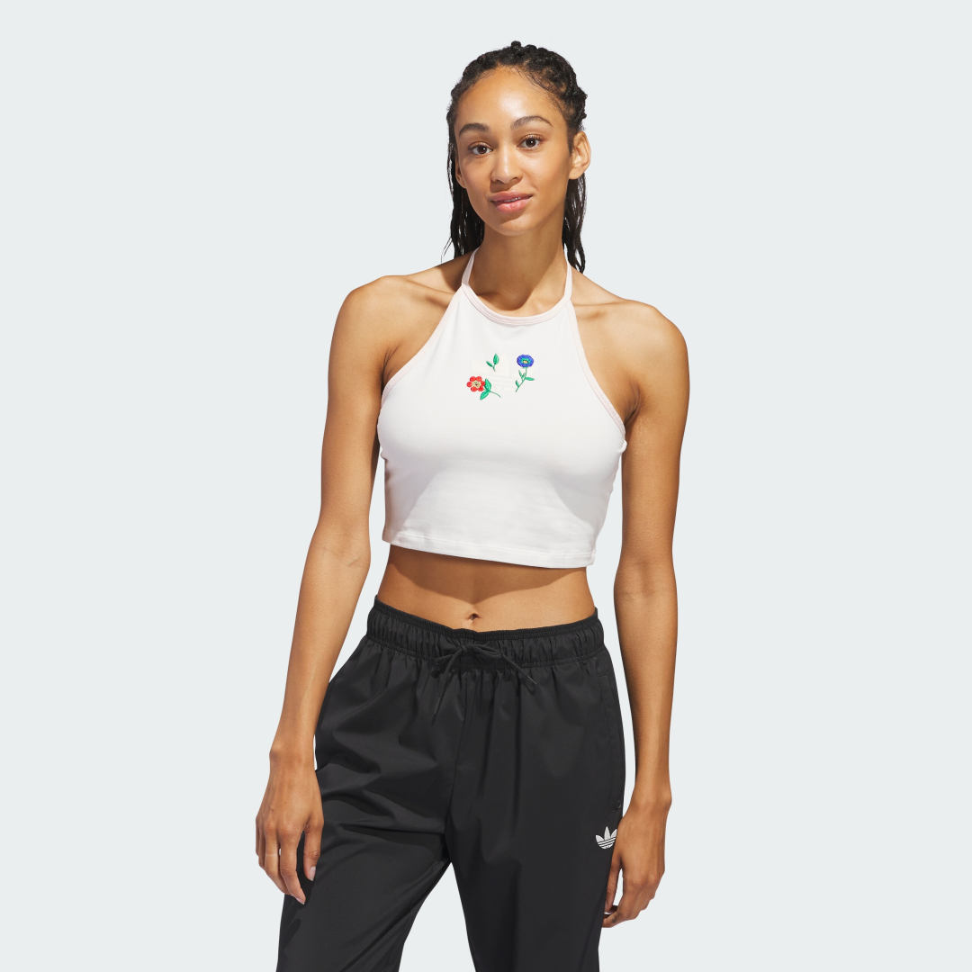 Съкратен топ adidas Performance Floral Halter Neck Crop Top Розово | IS2424, 0
