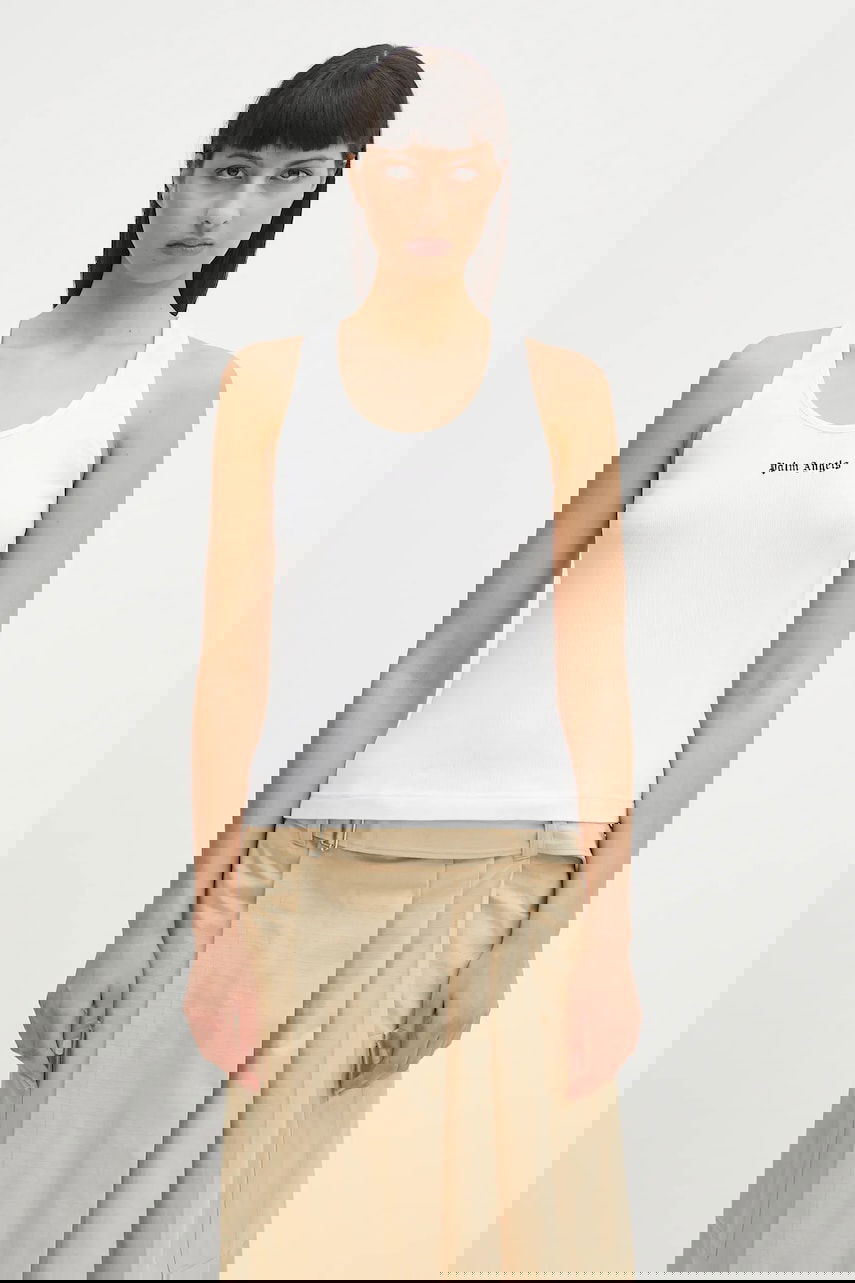 Потник Palm Angels Palm Angels Classic Logo Rib Tank Top Бяло | PWAC020C99FAB0010110, 0