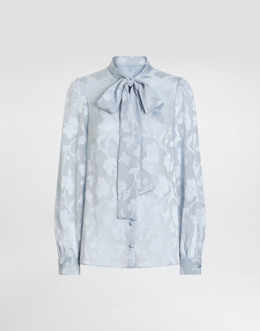 Риза Dolce & Gabbana Dolce & Gabbana Floral Jacquard Shirt with Tie Синьо | F5T81TFJ1J3B0276
