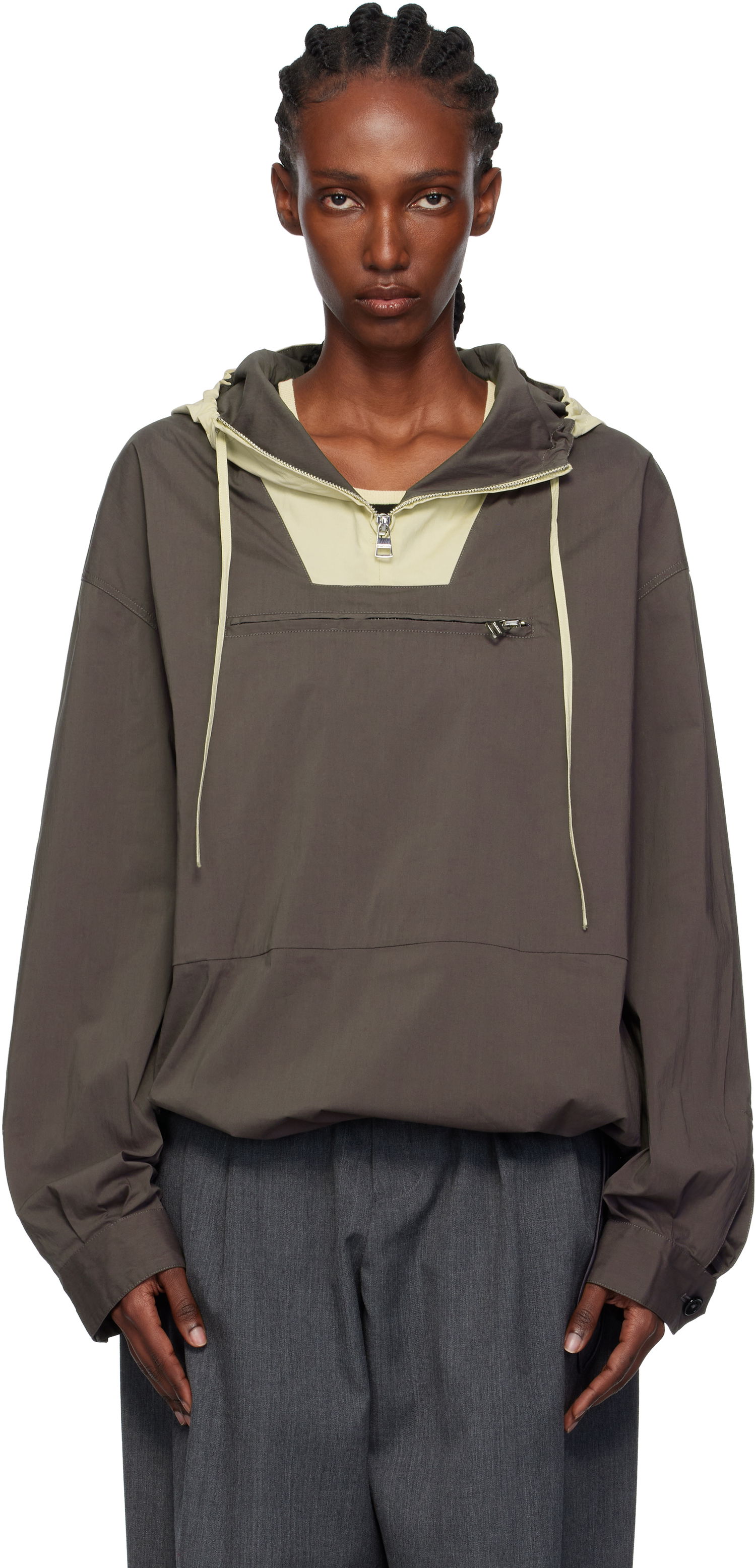 Ветровка JW Anderson JW Anderson Contrast Hood Anorak Кафяво | JK0415-PG1838, 0